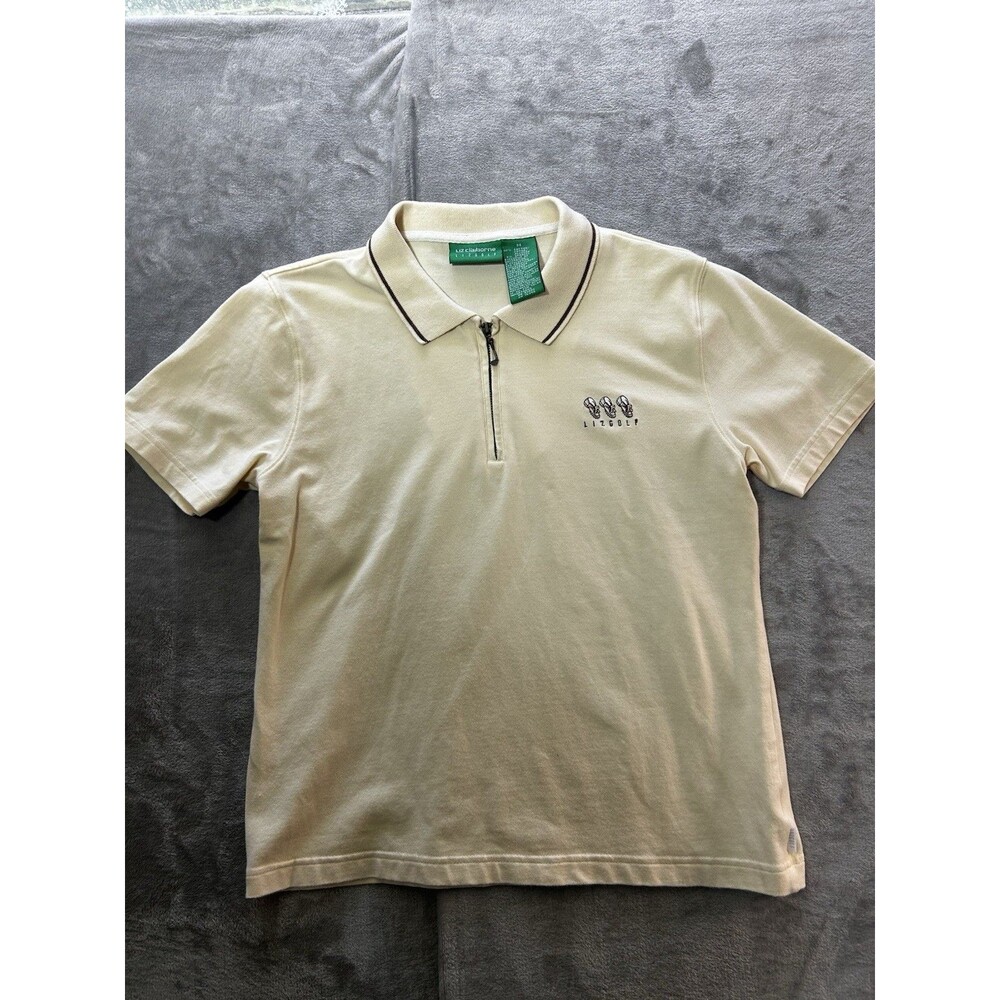 Liz Claiborne LizGolf Womens Medium Yellow Quarter Zip Polo Shirt Golf